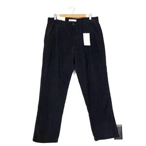 NWT Zara Man 90s Streetwear Old Money Straight Corduroy Trouser Pants Black 34